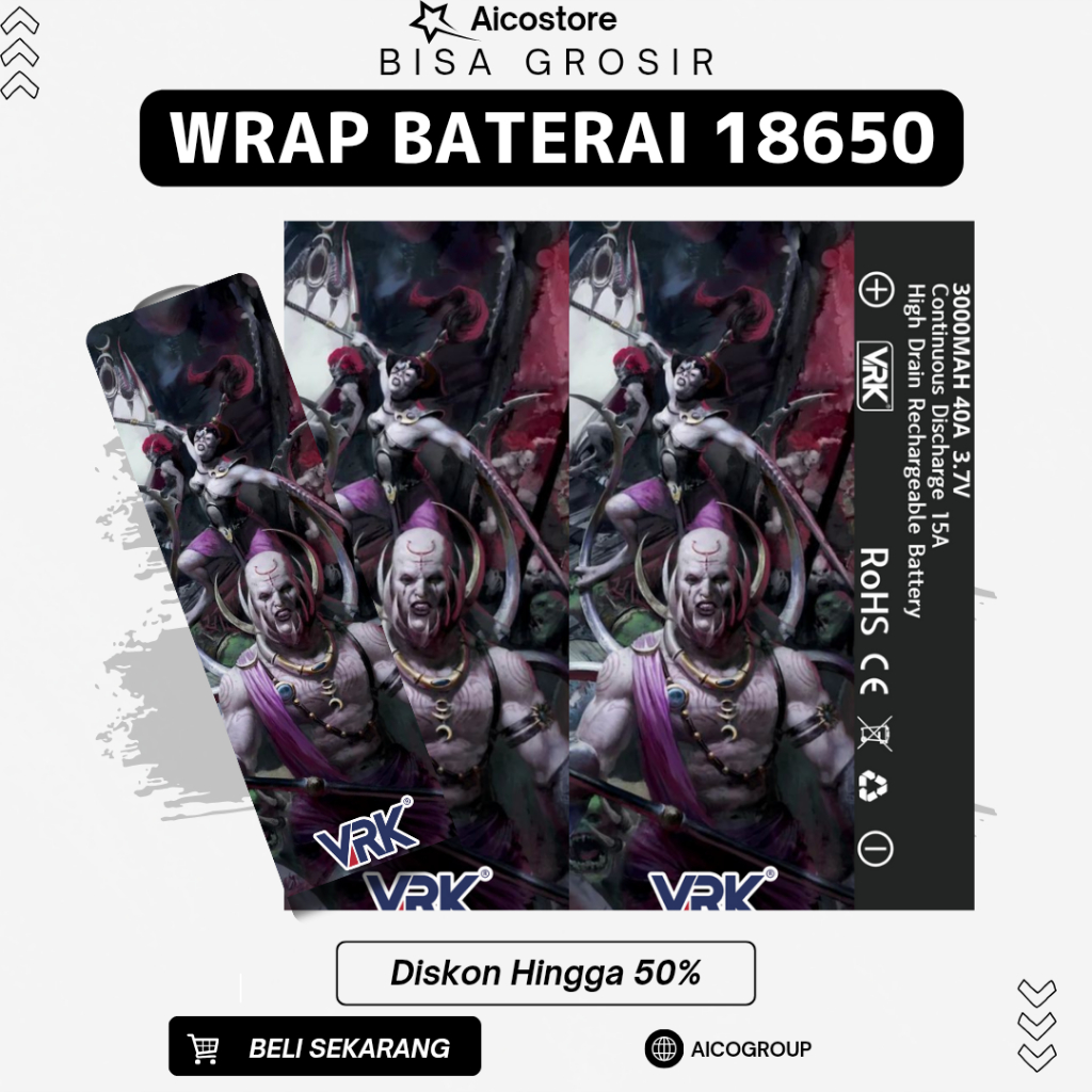 STIKER WRAP BATERAI 18650 SCI-FI ROBOT | Pelindung Batre 186500 Senter SWAT Kipas Portable Powerbank