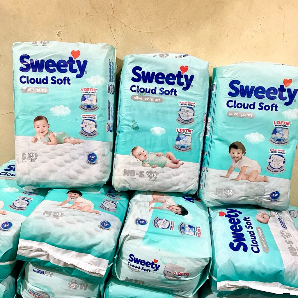 Sweety Silver Cloud Soft Pants ALL SIZE NBS40 S38 S66 M60 M32 L28 L54 XL24 XL42 XXL22 XXL32 Popok Ce