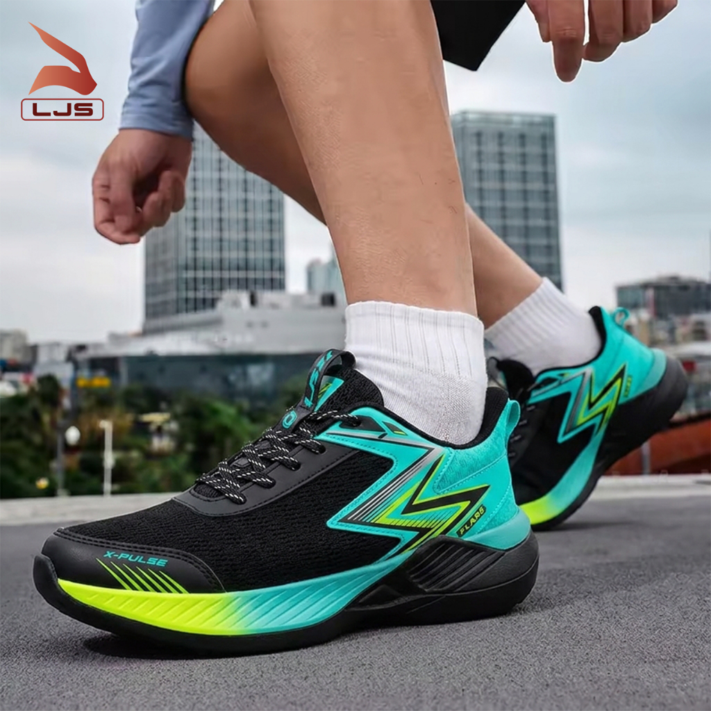 LJS Sepatu Lari Pria Wanita Flare Black Citrun Size 39-43