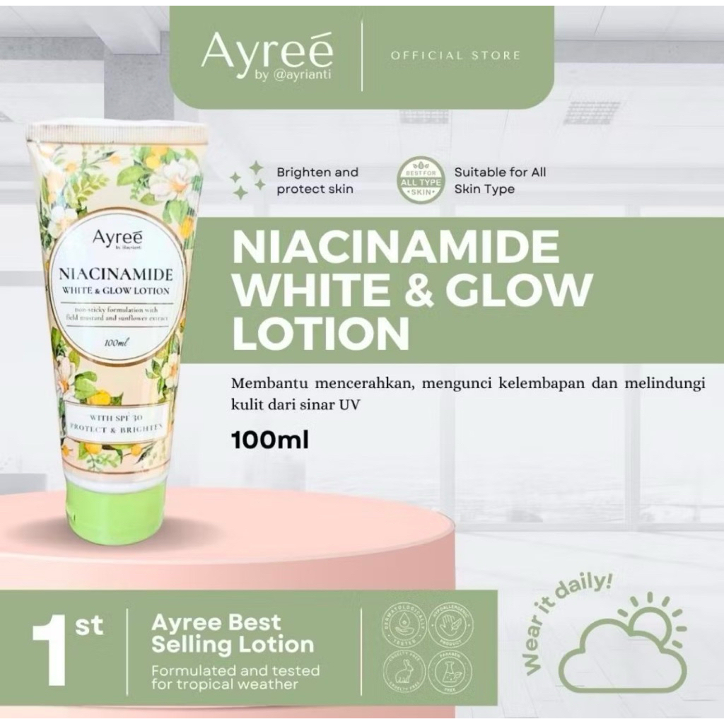 Ayree Niacinamide White & Glow Lotion 100ml | Ayree samarinda | Ayree balikpapan kalimantan banjarma