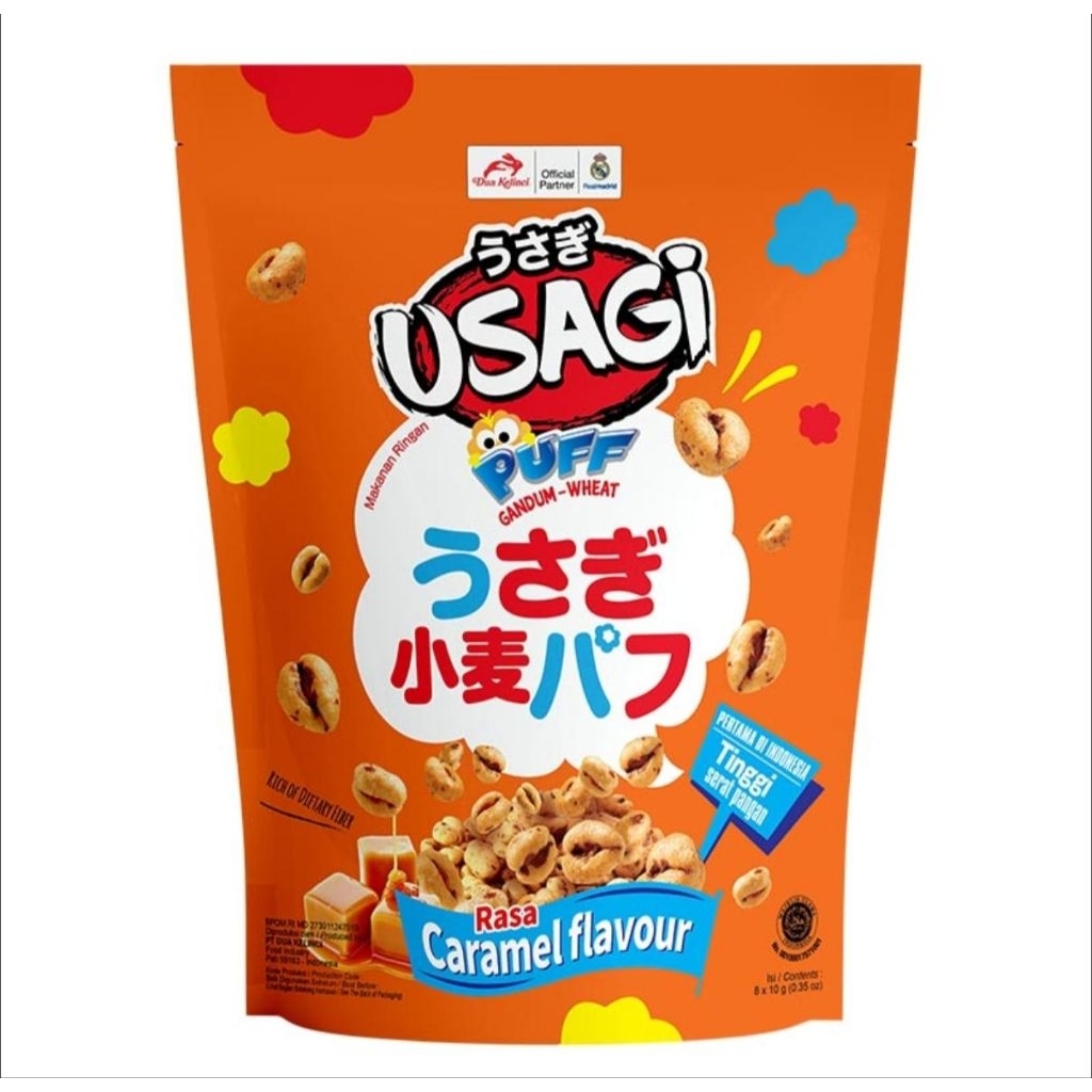 Dua Kelinci Usagi Puff Gandum Karamel Pouch 80 gram