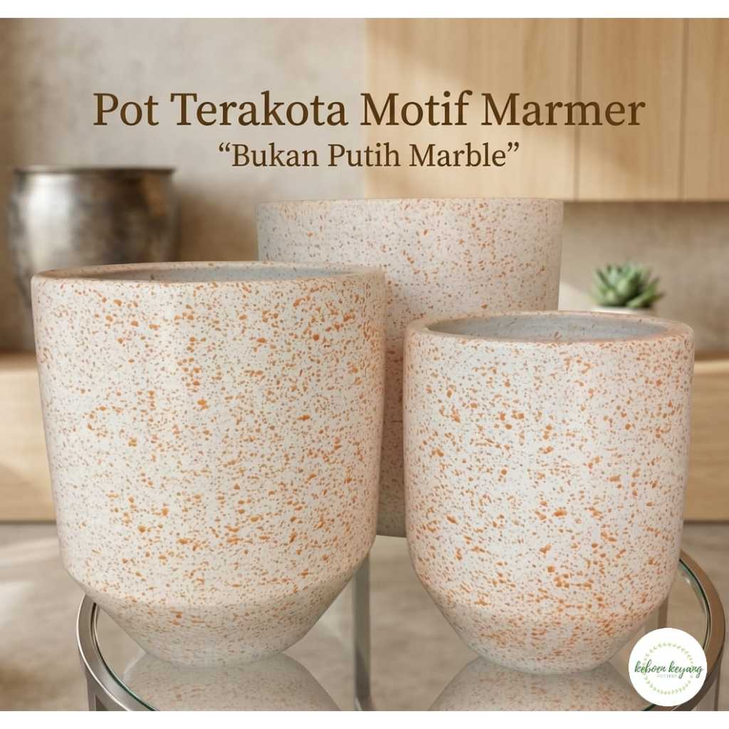 Pot Terakota Motif Marmer "Bukan Putih Marble"