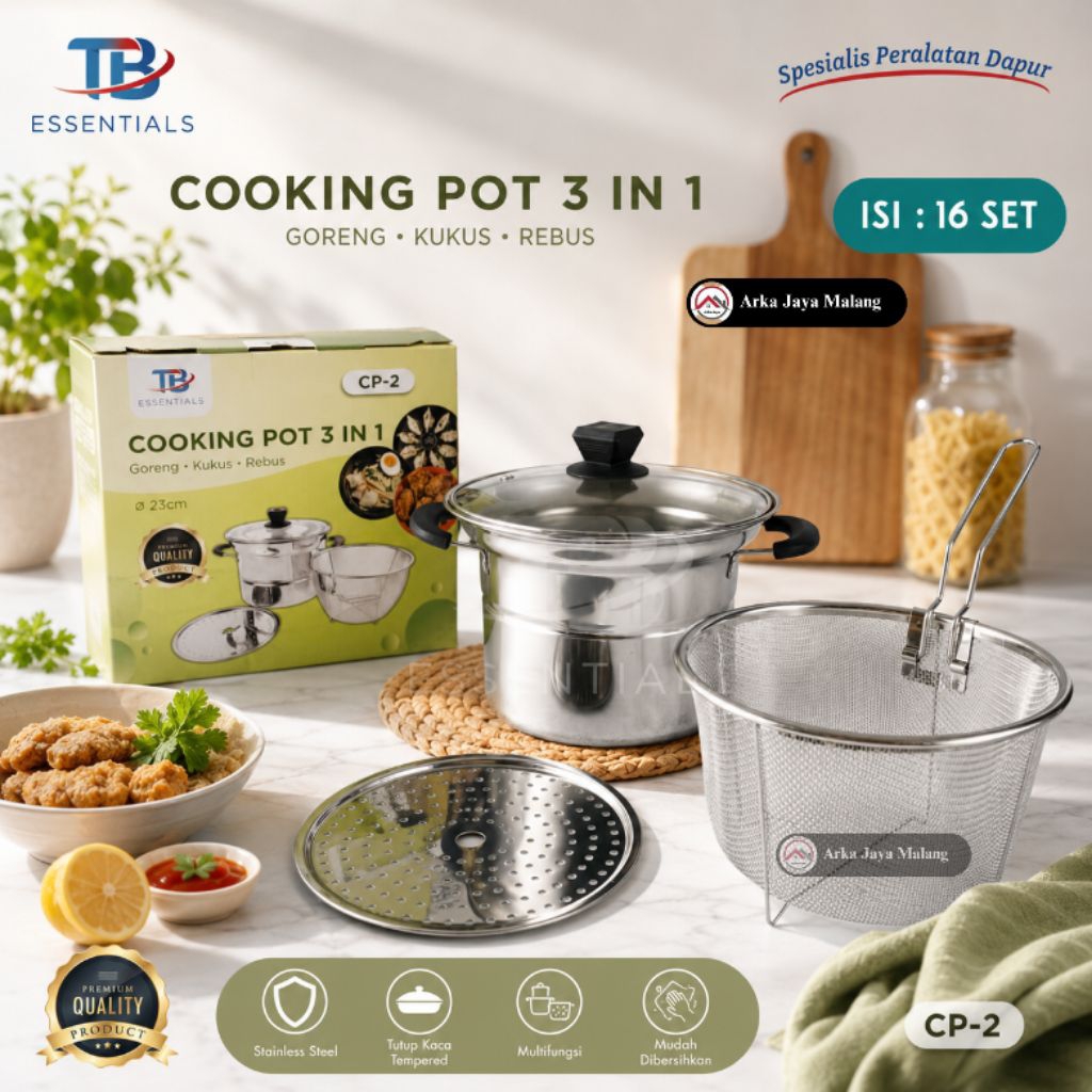 AJM Cooking Pot 3in1 Panci Kukus Goreng