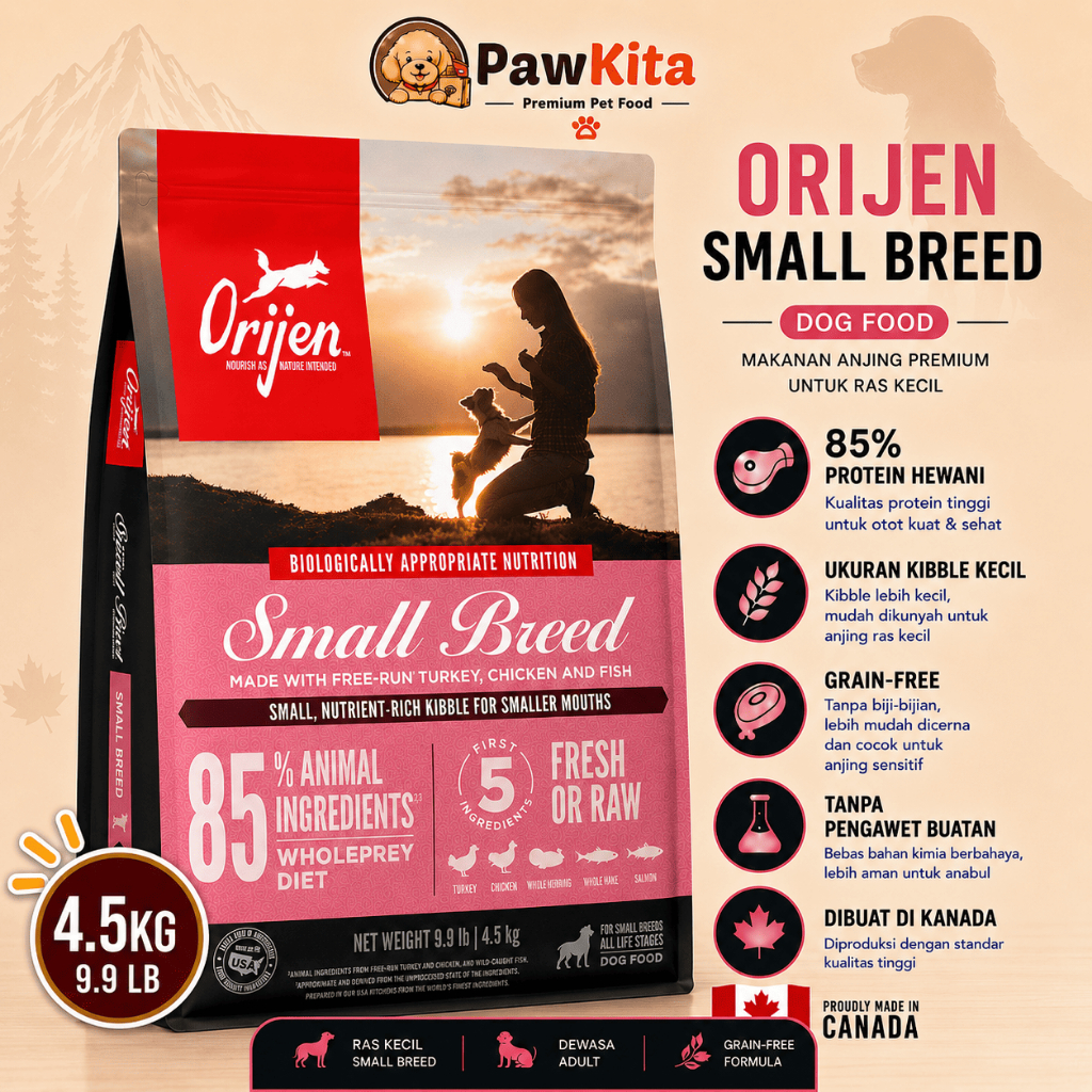 Orijen Small Breed Dog Food 4.5kg Grain Free Makanan Anjing Premium Ras Kecil