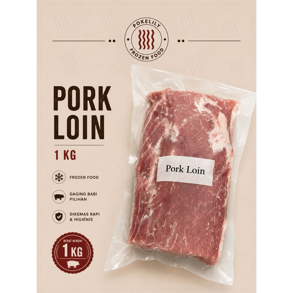 PORK LOIN 1 KG DAGING BABI KARBONAT BAGIAN PUNGGUNG MINIM LEMAK LESS FAT DAGING BABI MENTAH NON HALA
