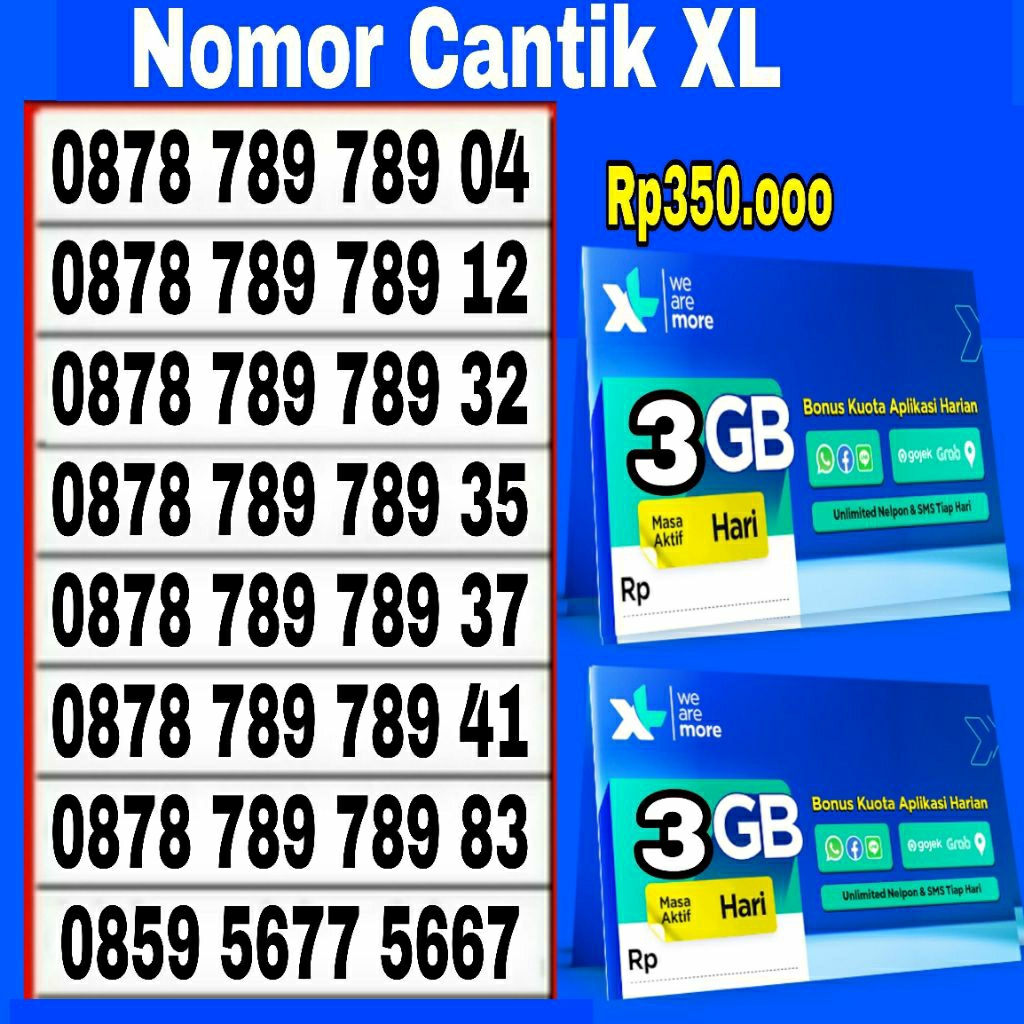 nomor cantik kartu perdana XL jaringan support 4g/5g kartu perdana XL extra Combo lite