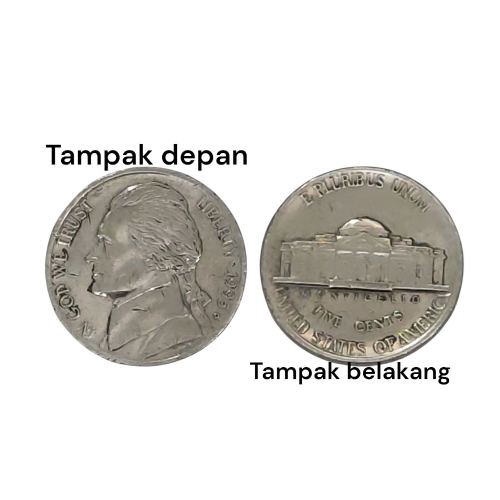 Koin 5 Sen Amerika Serikat (Jefferson Nickel) Tahun 1995
