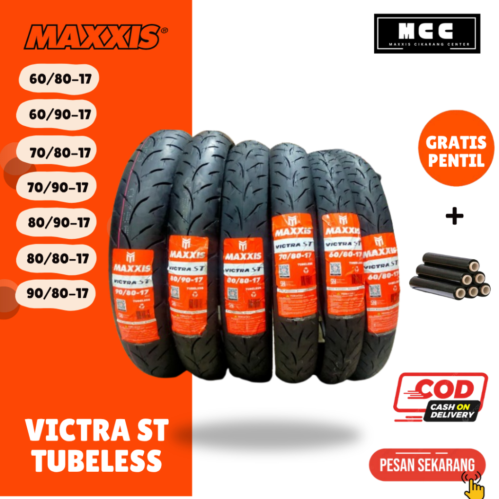 Ban Motor MAXXIS VICTRA Cacing Donat Ring 17 Tubeless 60/80 70/80 60/90 70/90 80/90 90/80 Gratis pen