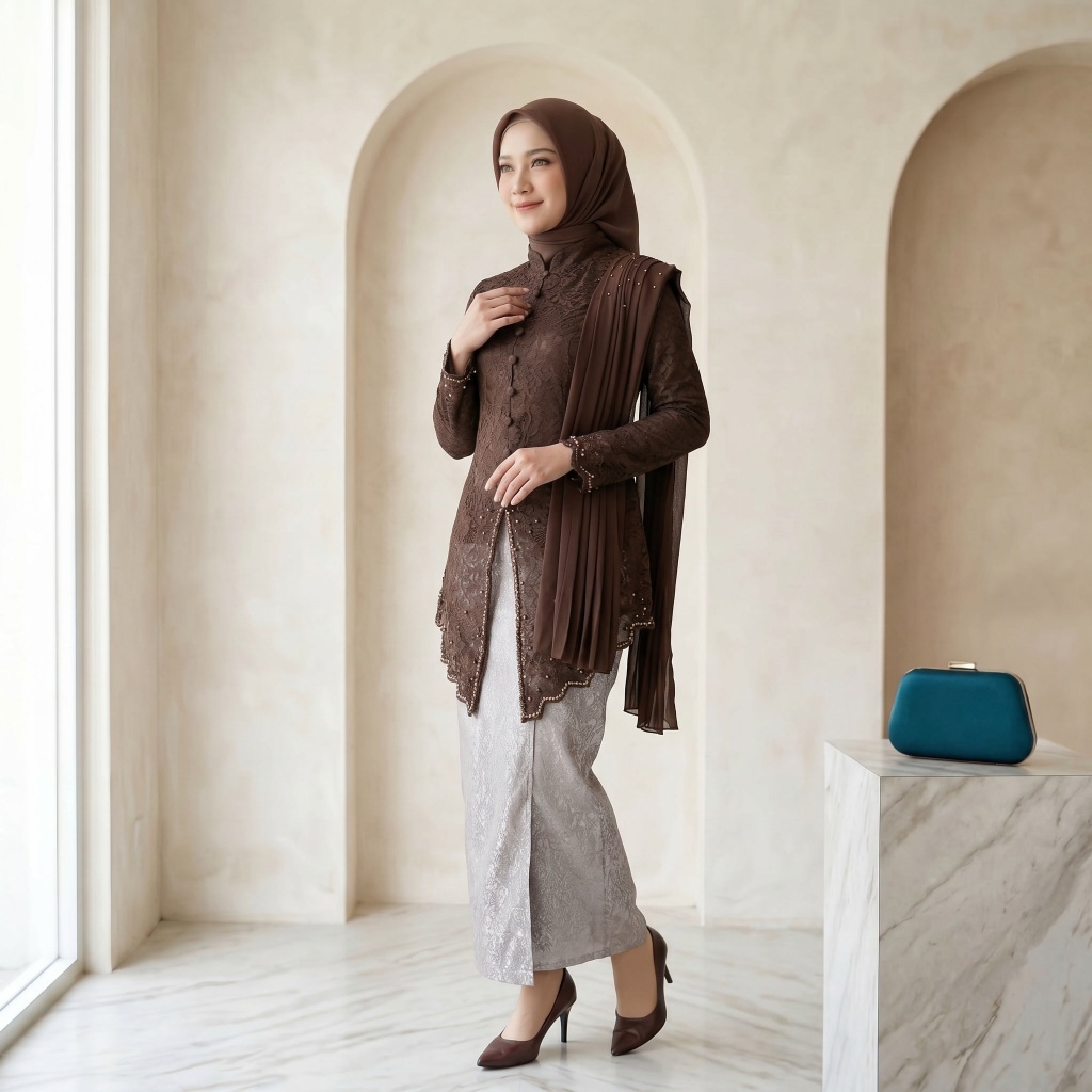 VEKTAN- Kebaya Burkat Kancing Selendang- Kebaya Wisuda- Kebaya Lamaran