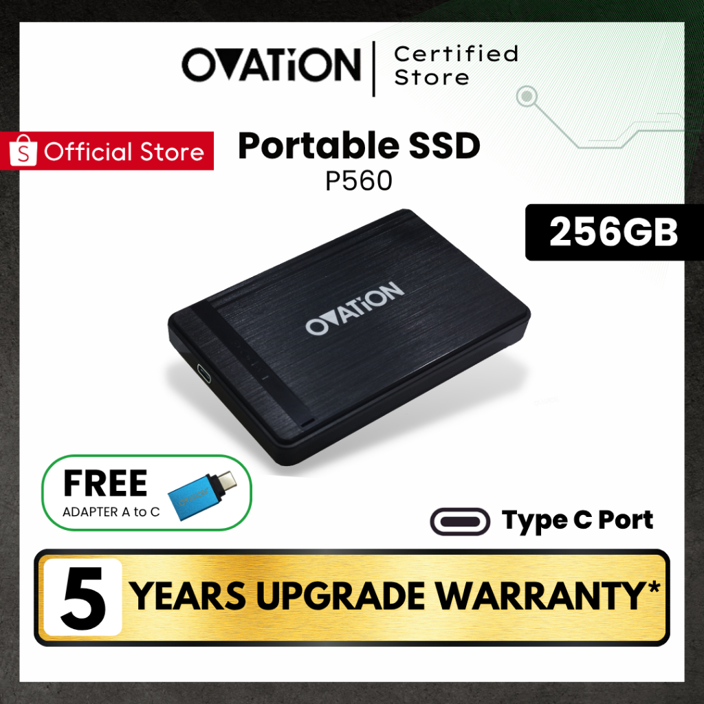 OVATION P560 Portable SSD External Type C 256GB SSD Eksternal Compareable Adata SSD Sandisk 256 GB -