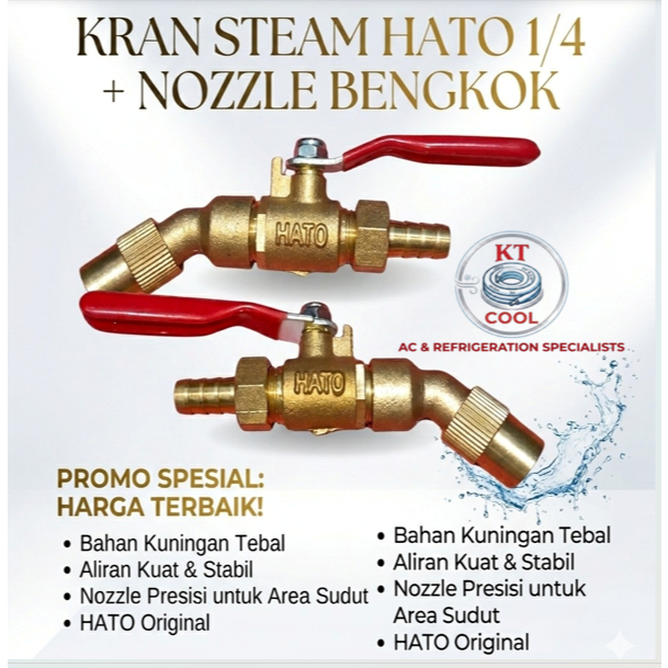 KRAN STEAM HATO 1/4 + NOZZLE BENGKOK