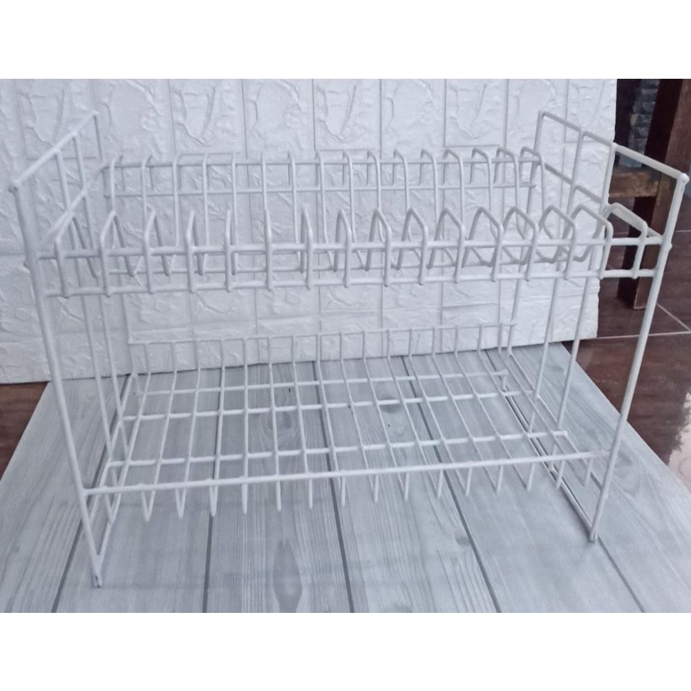 Rak Piring Besi Coating Anti Karat, Tahan Lama & Higienis, 2 Susun,Kokoh, BEKAS BAGUS, Minus Foto Te