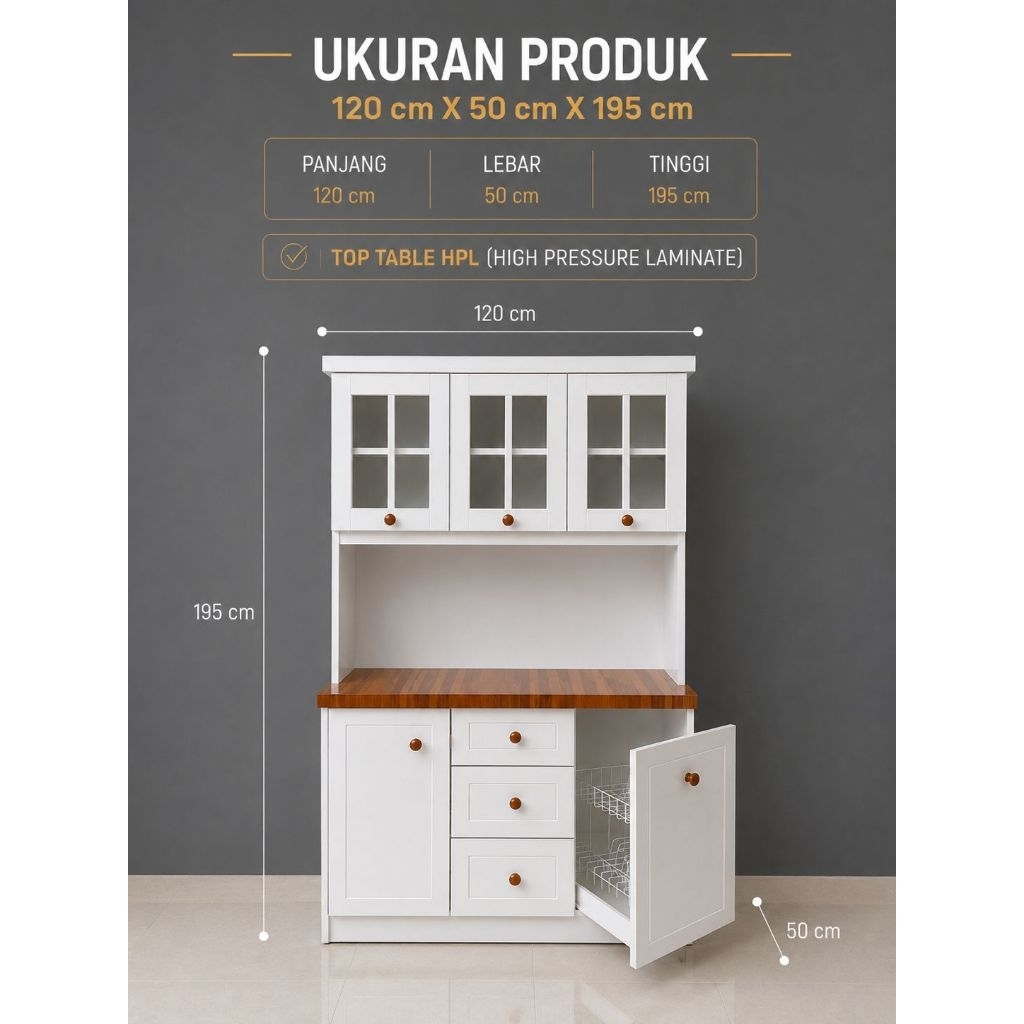 Lemari dapur 3 pintu HPL lemari sayur 3 pintu Rak dapur 3 pintu Lemari dapur HPL