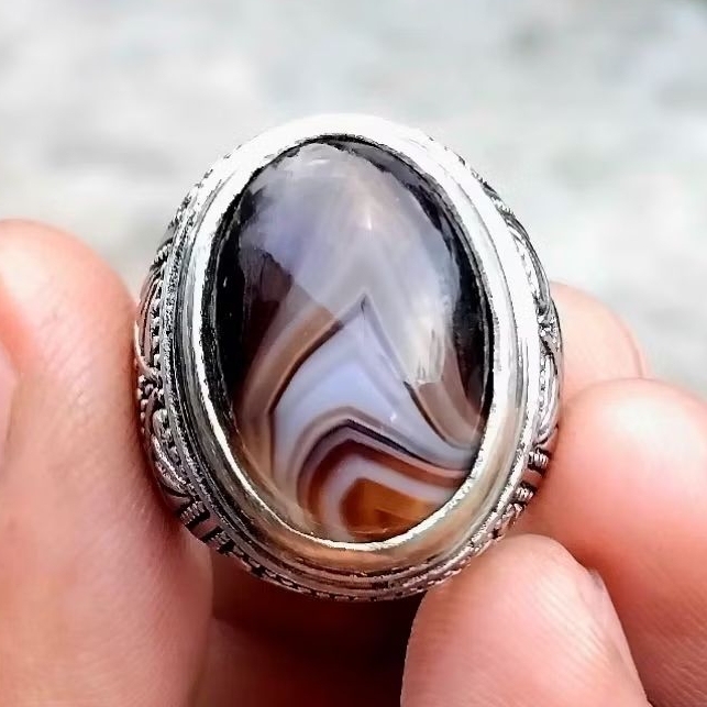 cincin batu akik yaman wulung motif junder