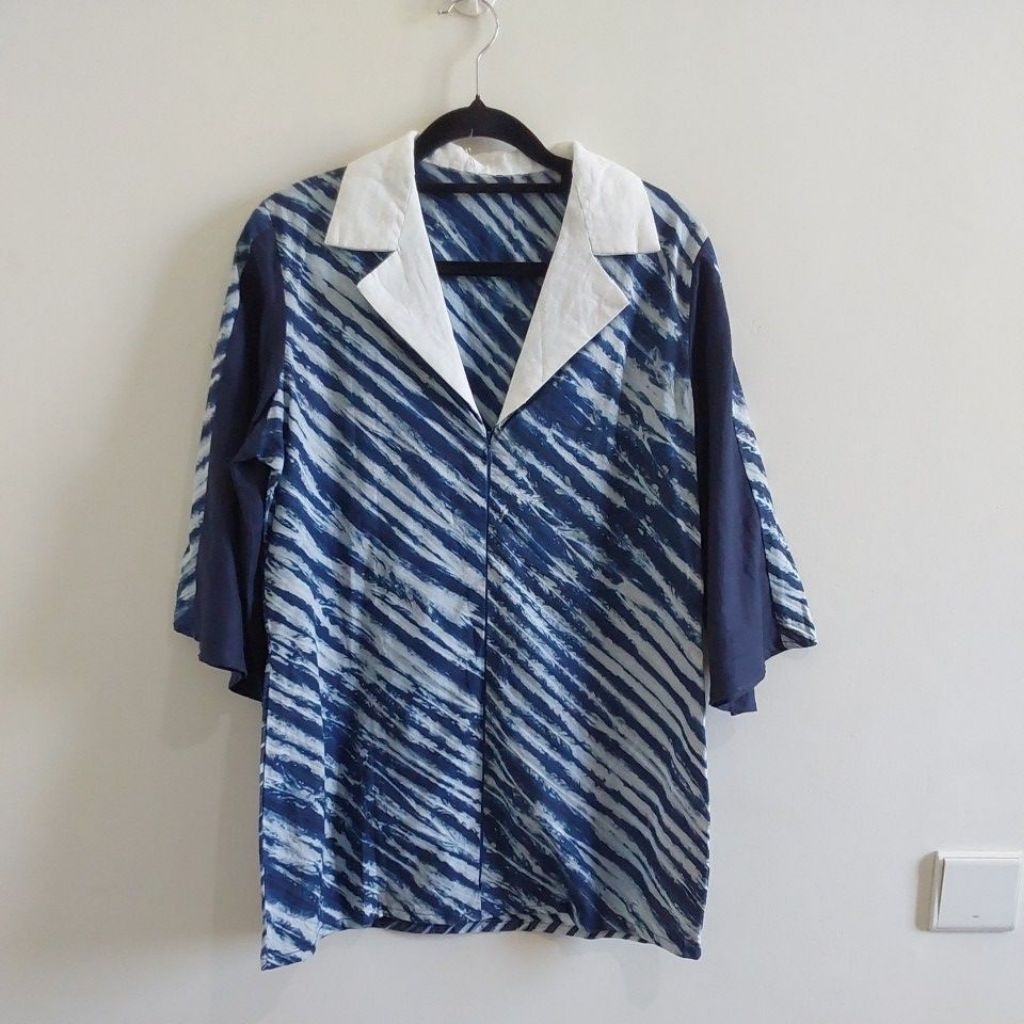 TOP BLOUSE KEMEJA CASUAL SHIBORI BY ROSITA BATIK SHIBORI