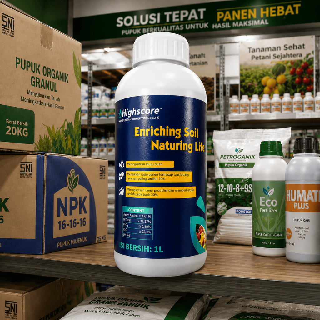 Pupuk Highscore Asam Amino 1 Liter Obat Penyubur Perangsang Akar Padi Cabai Jagung Sayuran / High Sc