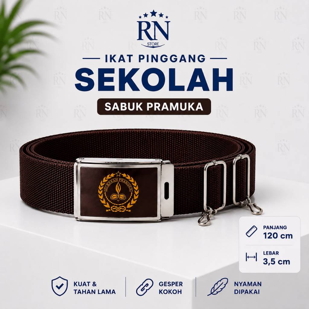 Ikat Pinggang Sabuk Pramuka UKURAN KECIL.BESAR.JUMBO SABUK RODA Coklat