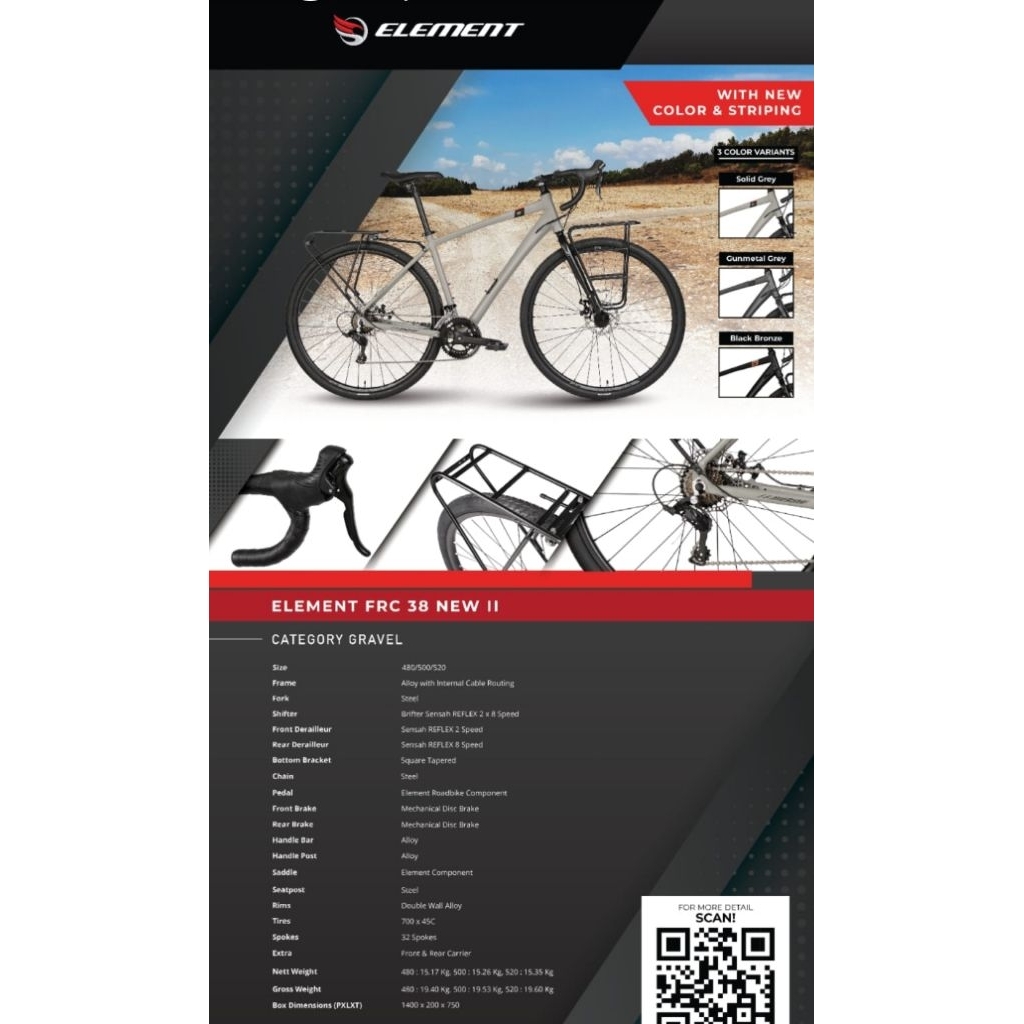 Sepeda Roadbike Balap Element Frc 38 Gen II 2 New Gravel