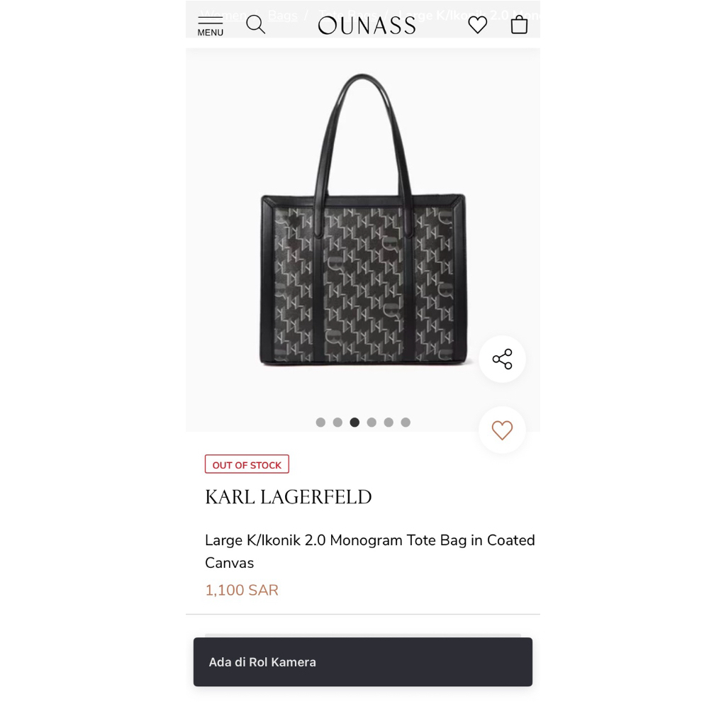 Preloved tas KARL LAGERFELD - Black size Large
