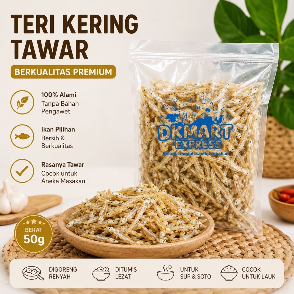 teri kering tawar 50 gram gereh teri tawar - ikan asin semarang