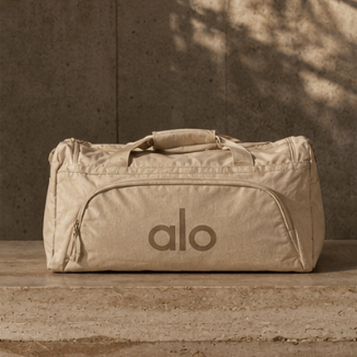 ALO Yoga AD Gym Duffle Bag Beige Cream Brown | Premium Travel Bag | Pilates Yoga Weekender Bag