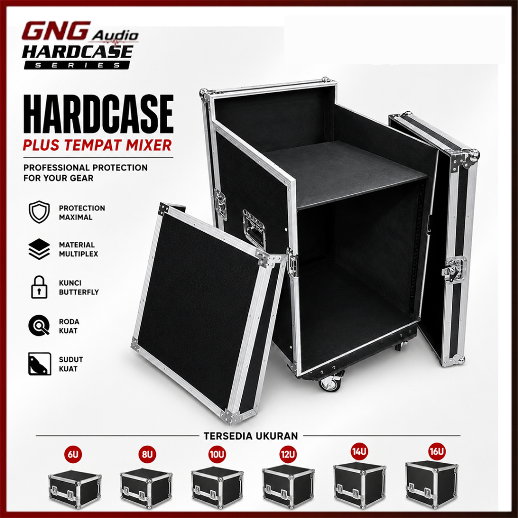 Box Hardcase Plus Mixer Ukuran 6U 8U 10U 12U 14U 16U Rak kotak Aksesoris Audio Sound System I GG