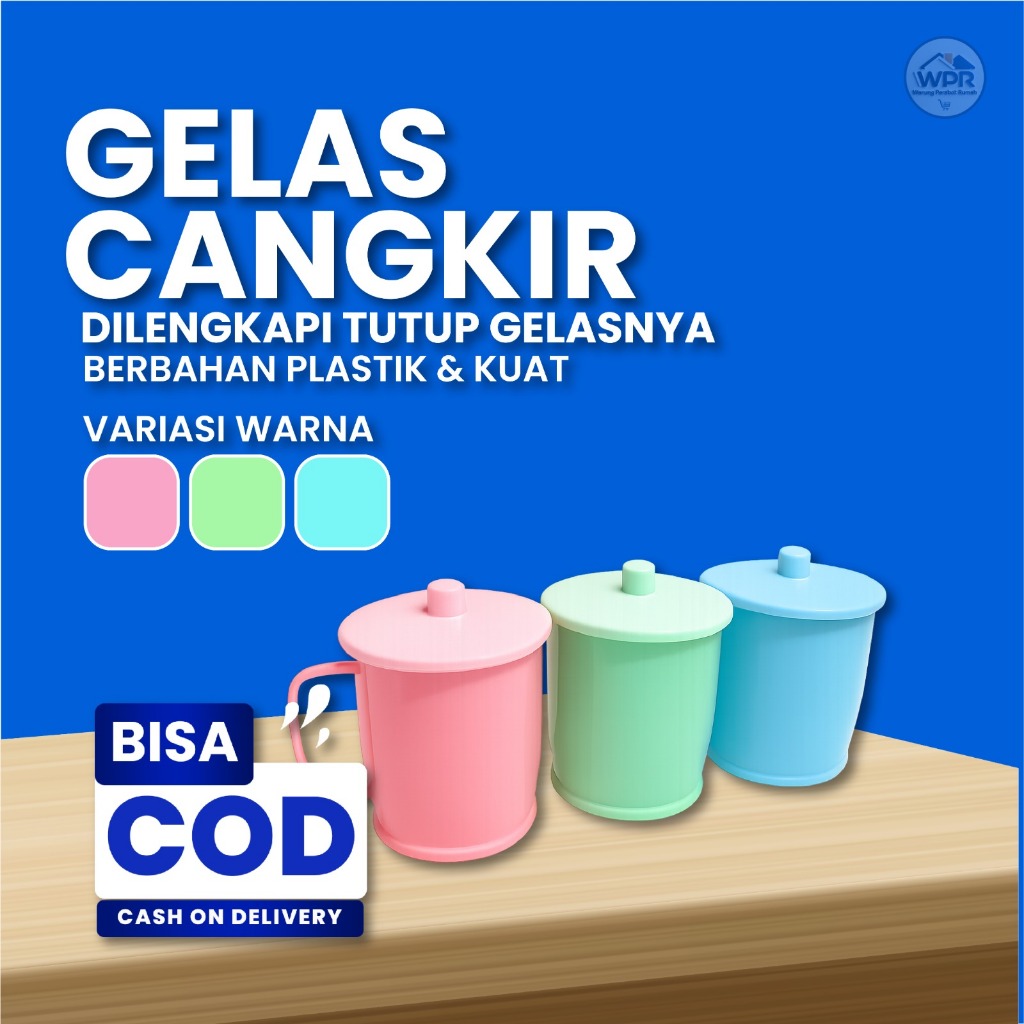 CANGKIR NOBITA PLASTIK 350 ML / CANGKIR  PLASTIK TEBAL / SET TUTUP CANGKIR
