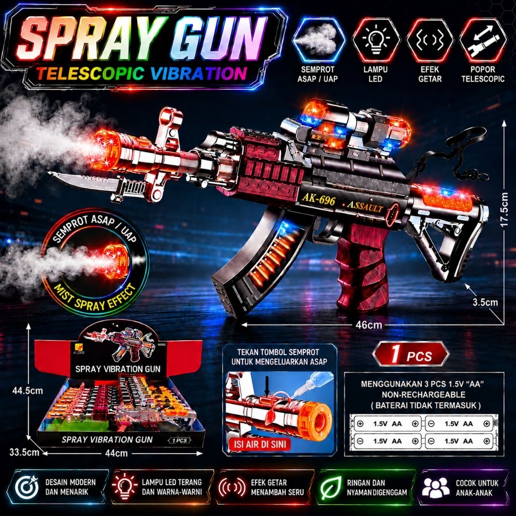 JM38177 Pistol Mainan / Mainan Pistol Berbunyi Dan Berdorong Ada Asapnya / Mainan Pistol Berbunyi da