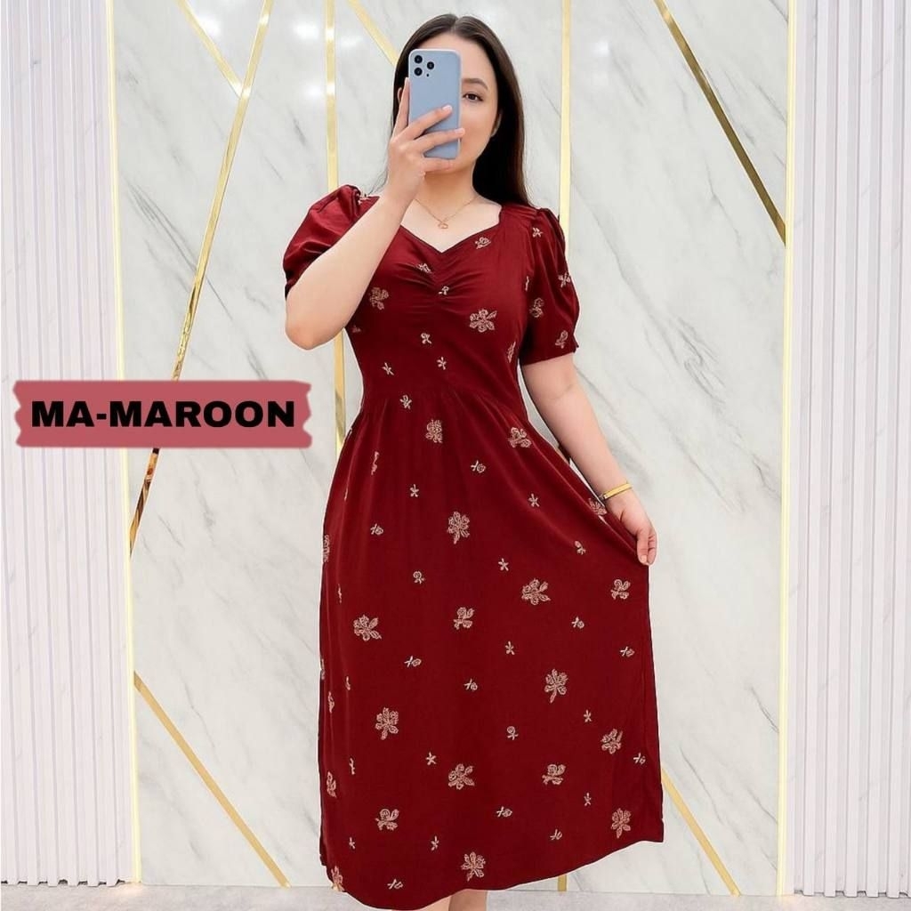 Bagas shop99 Midi Dres Karet Busui Rayon