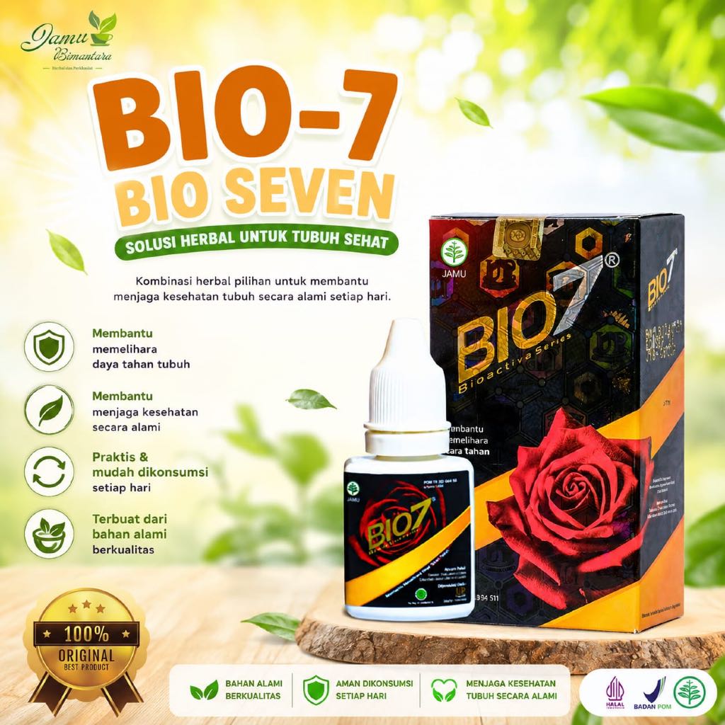 Bio7 / BIO SEVEN Jamu Tetes Mengobati Stroke ,Kolesterol,wasir, asma , asam uarat Bpom Halal Mui