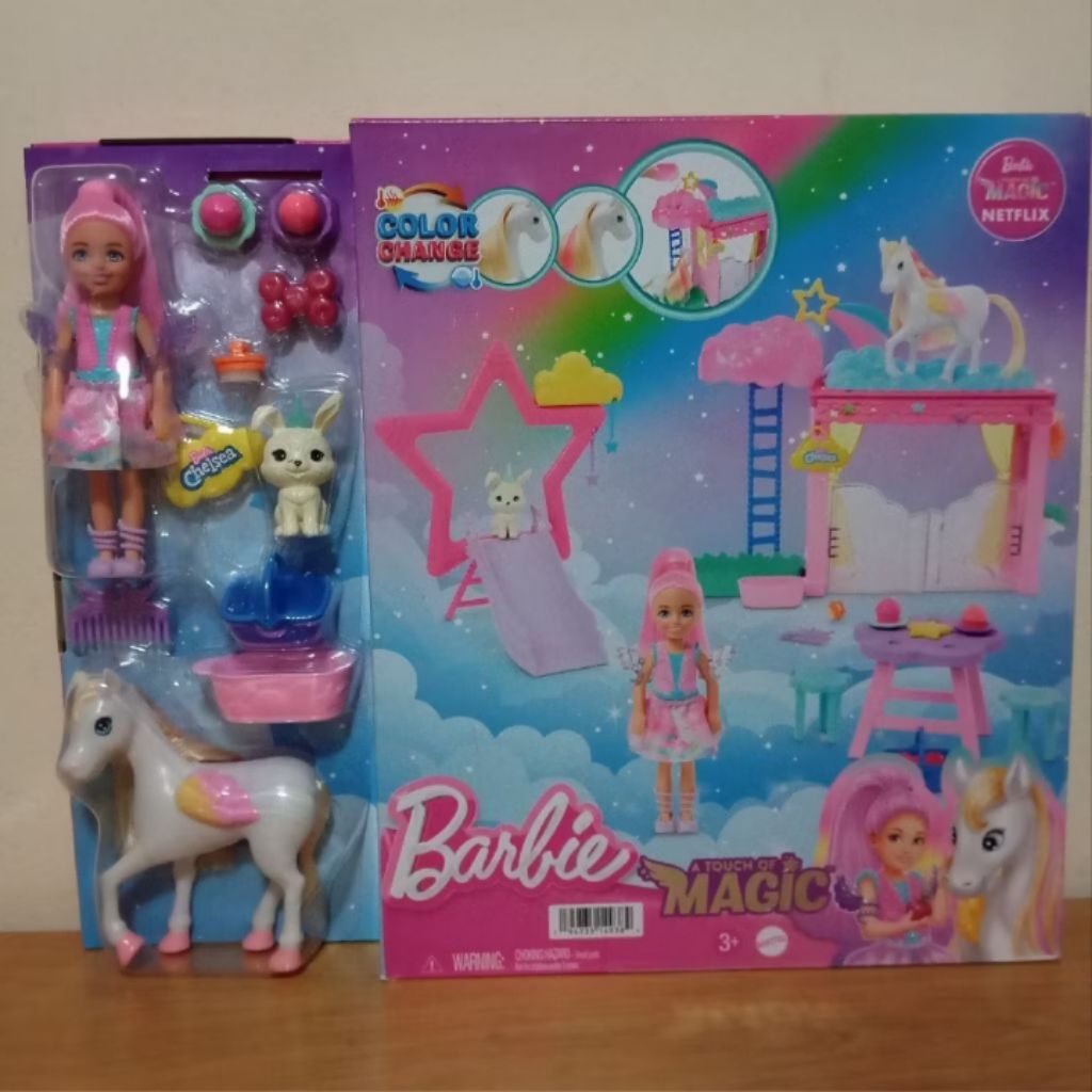 Barbie Chelsea A Touch of Magic Pegasus Pony Color Change Star Doll Playset Berbi Kuda Poni Berubah 