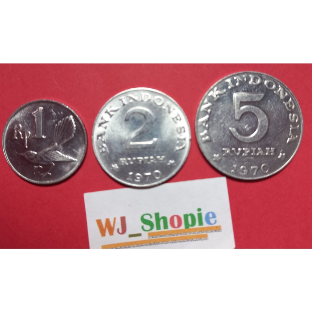 Paket Mahar Koin 1,2, dan 5 Rupiah Tahun 1970, Asli Bersih bukan karena di Cuci.