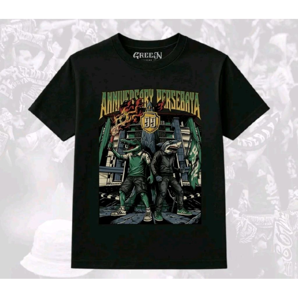 Kaos T-shirt ANNIVERSARY PERSEBAYA Desain Maskot Kaos Distro Unisex
