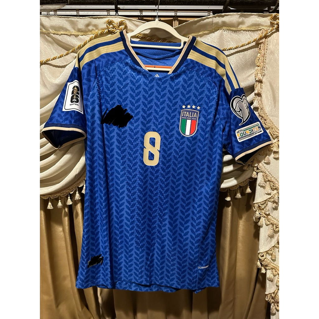 Jersey Italy 2026 Home #8 Tonali Full Patch WC Qualification Player Issue