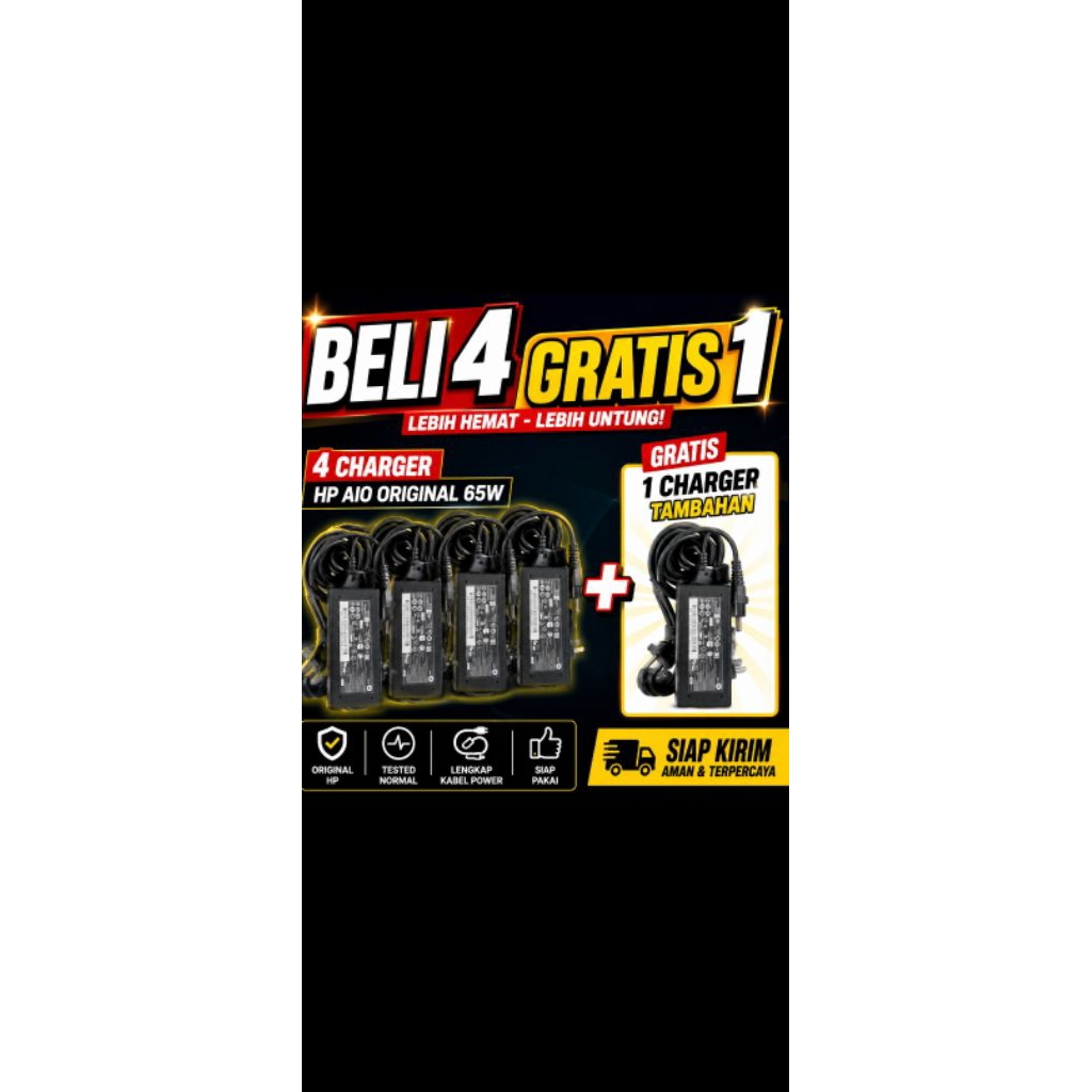 Judul ShopeeBorongan 4 Charger HP AIO Original 65W + Bonus 1 Charger | Tested Normal Bekas