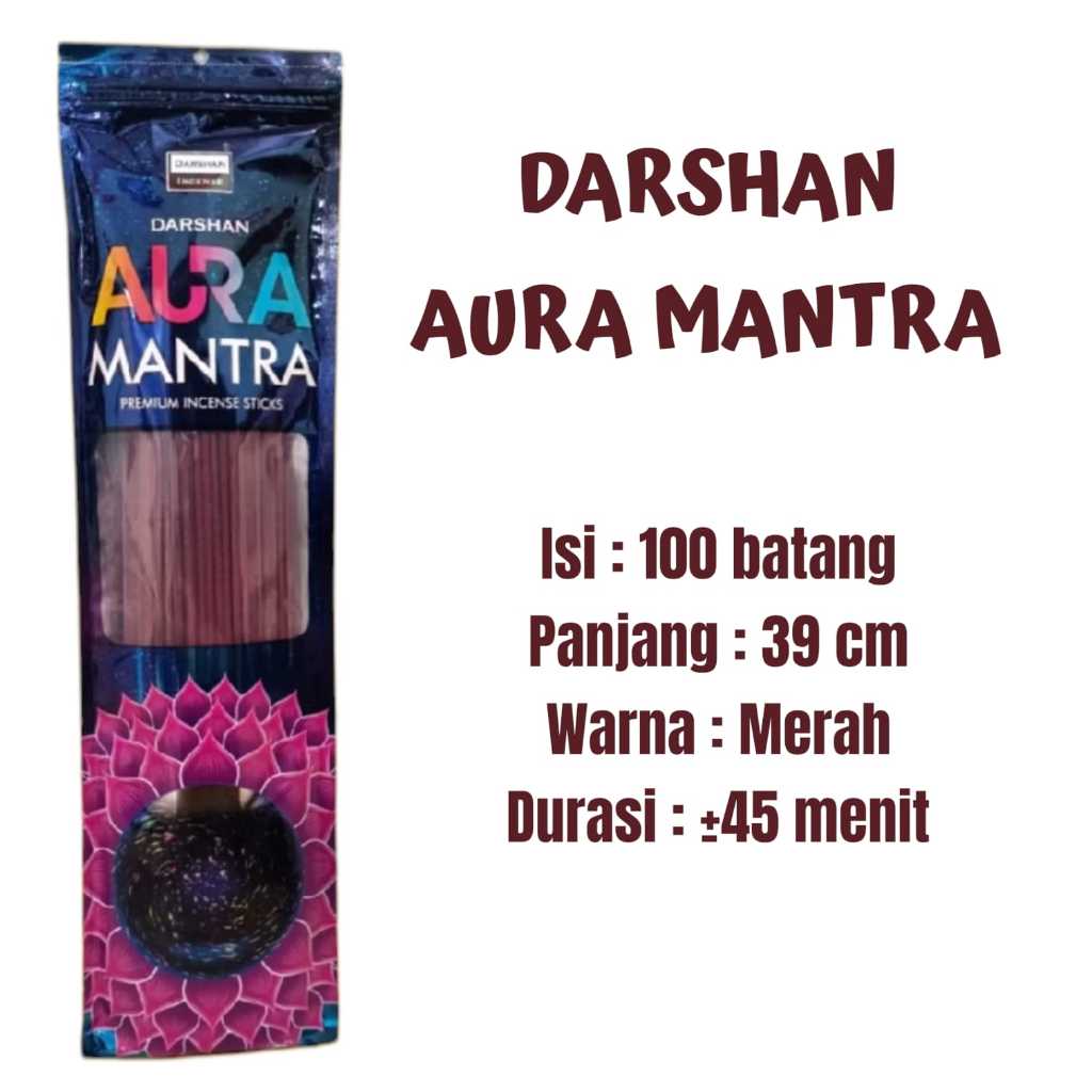 Dupa Hio Darshan Aura Mantra Pouch Plastik Isi 100 Batang by India Aromaterapi