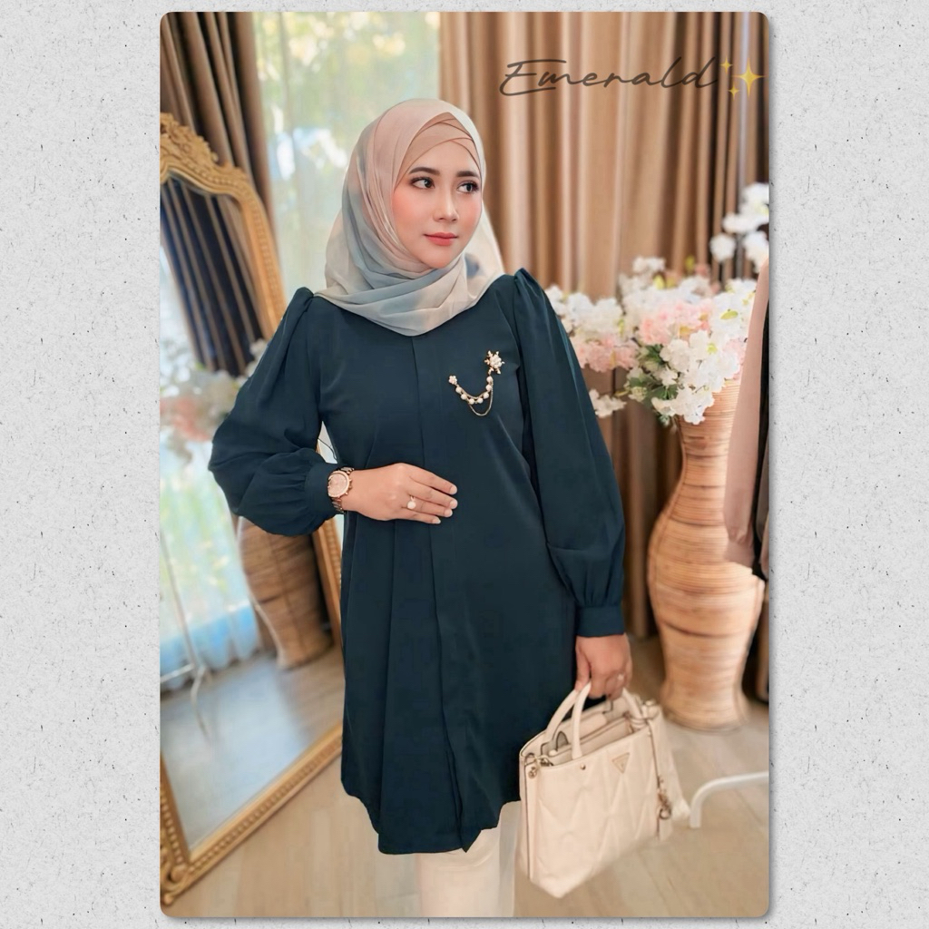 Thevioletas - Ziva Tunik Bahan Barbie Twill Atasan Wanita Casual