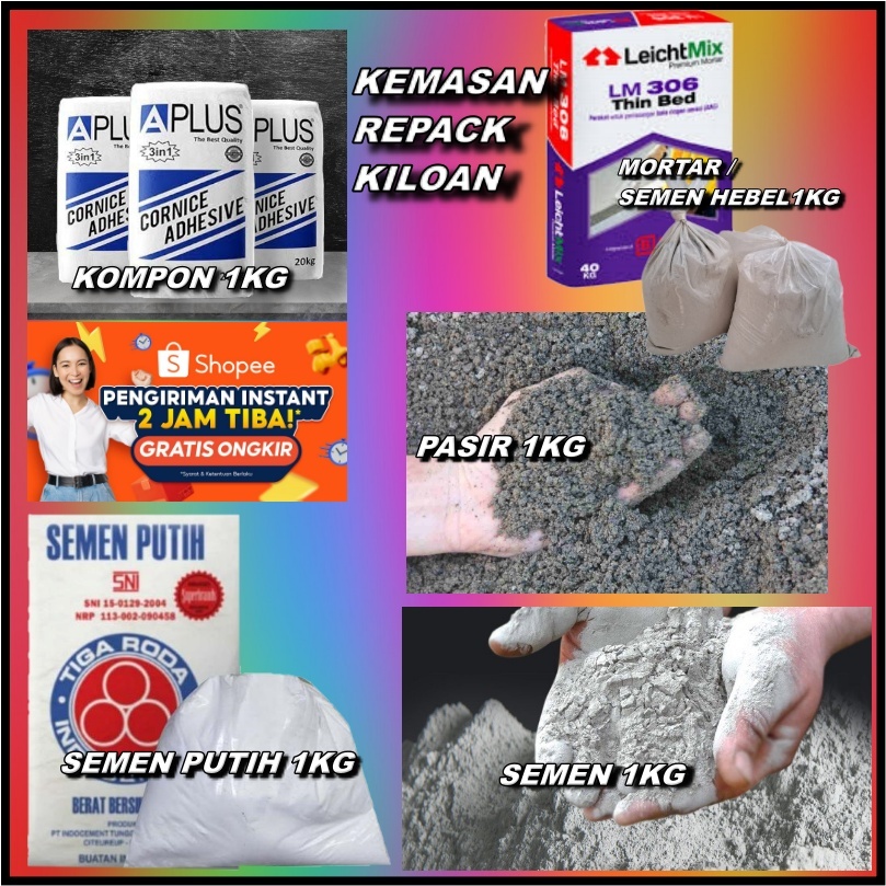 [ FREE PACKING KARDUS ] MORTAR / SEMEN HEBEL / SEMEN / PASIR / KOMPON / SEMEN PUTIH ECER PER KILO