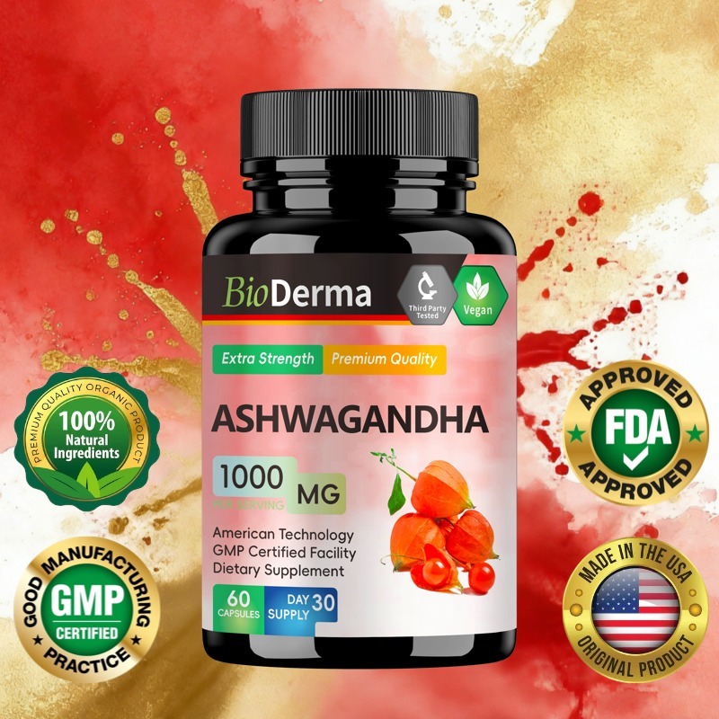 Ashwagandha 1000 mg 60 kapsul per Serving – Herbal Supplement Root Powder & Extract – Vegan, USDA Ce