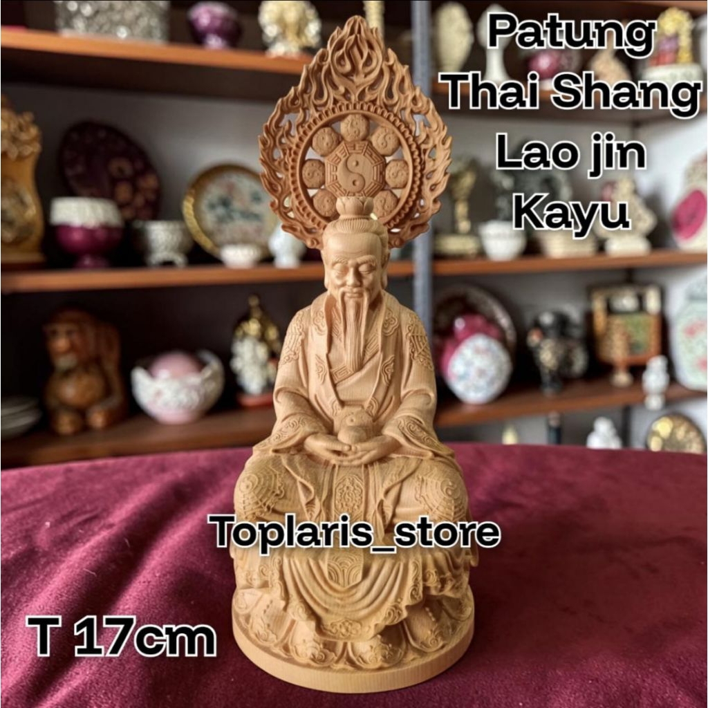 Patung Dewa Thai Shang Lao Jin 6in Kayu