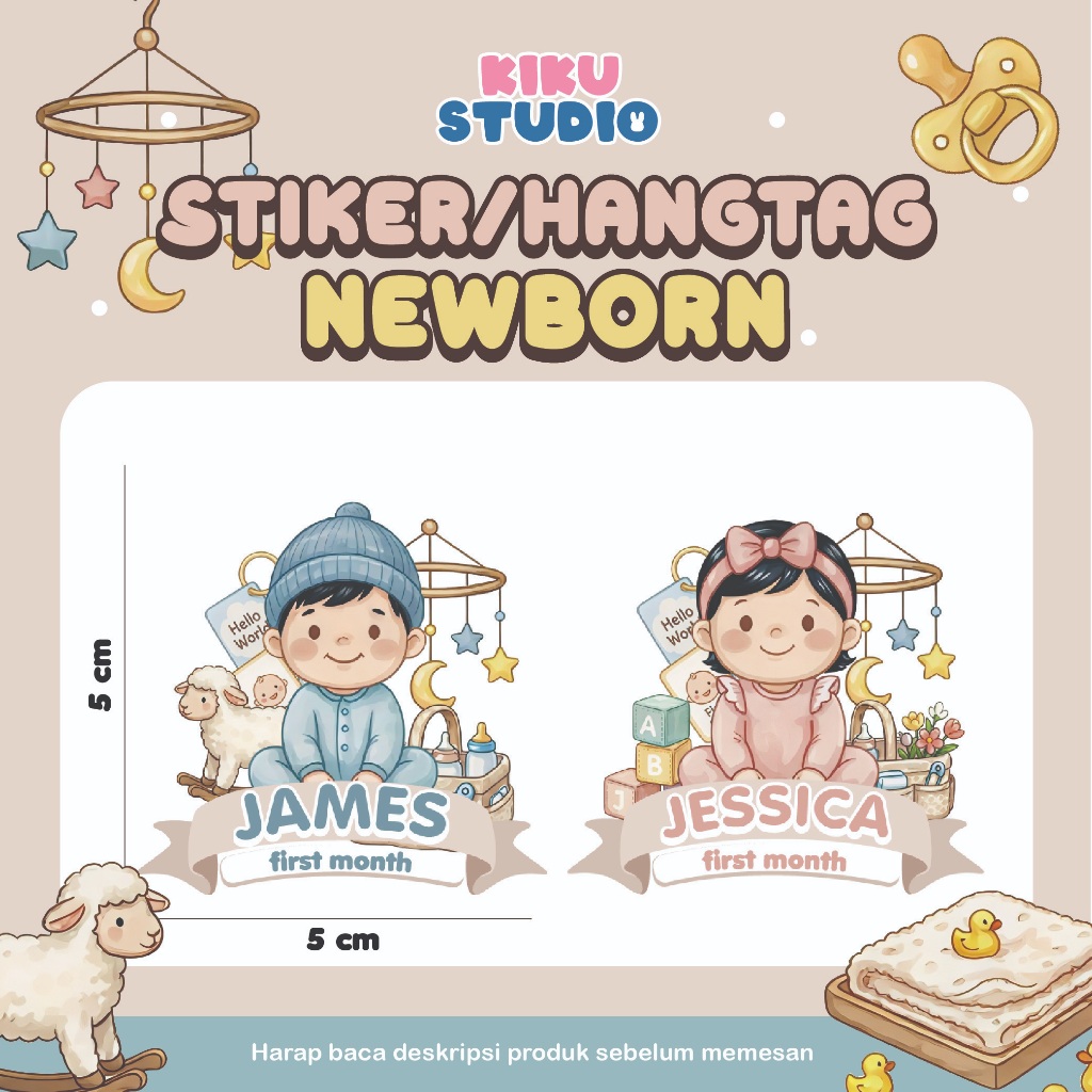 Stiker/HangTag Newborn Baby – Souvenir Ultah Custom Nama