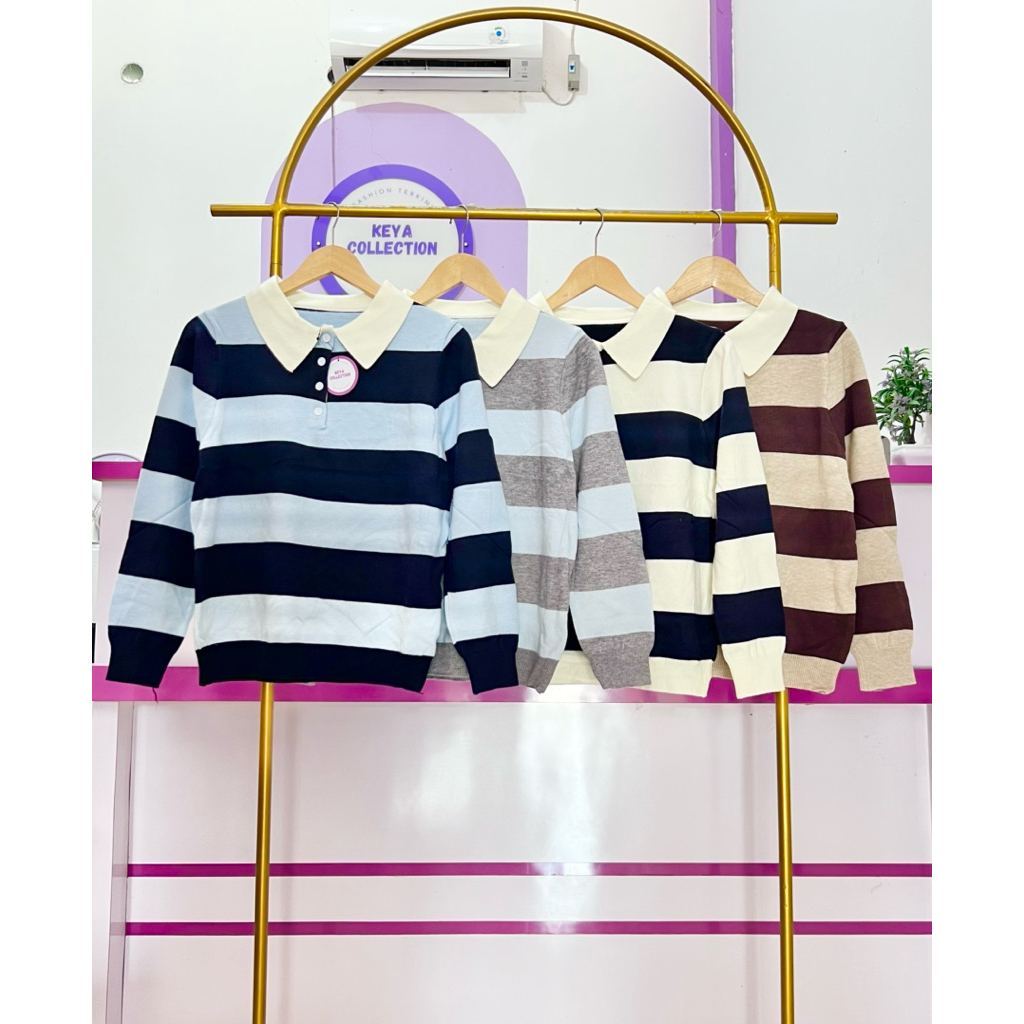 BLOUSE KNIT IMPORT/BLOUSE RAJUT SALUR IMPORT