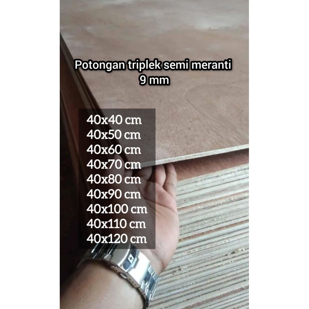 POTONGAN Triplek semi meranti 9mm ukuran 40 cm lengkap