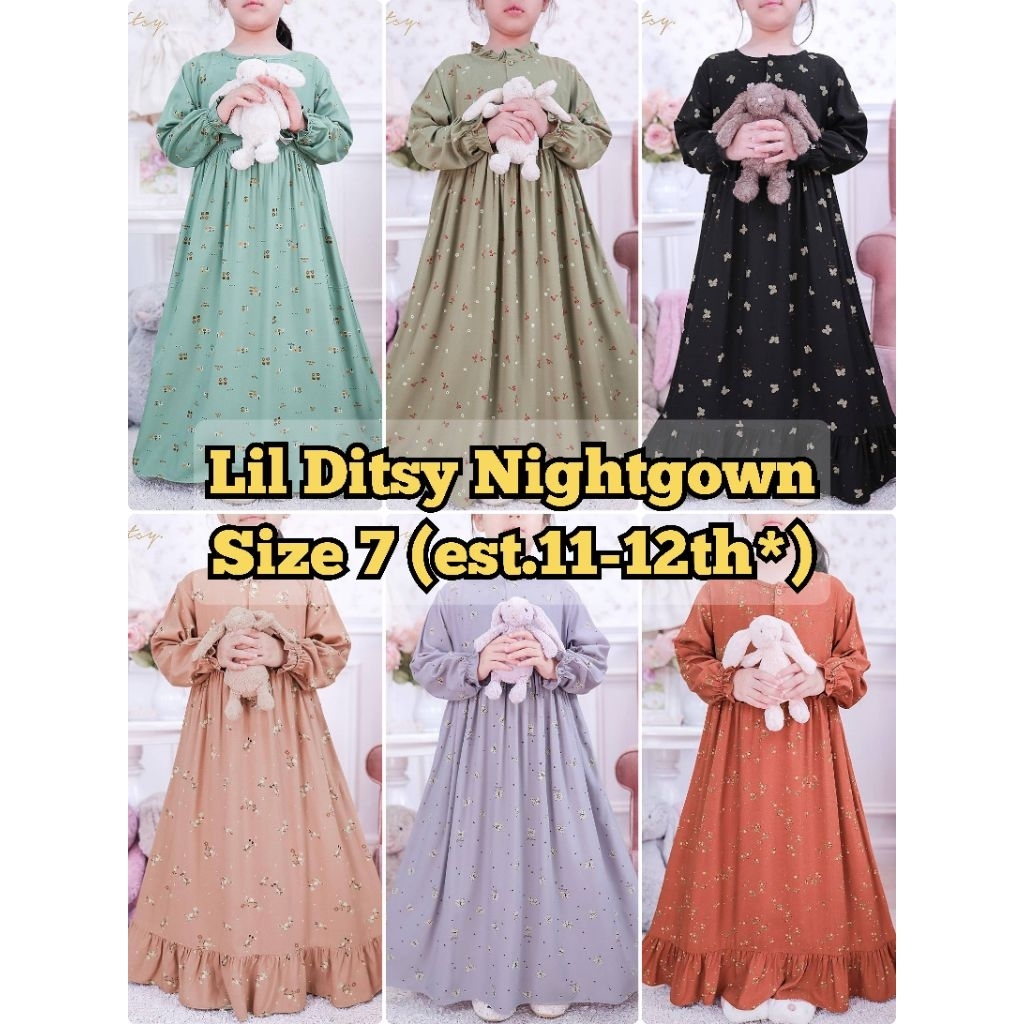 Little Ditsy Nightgown size 7 (est.11-12th) : Armmial Ebony Black, Armmial Thistle, Maisee Dustypeac