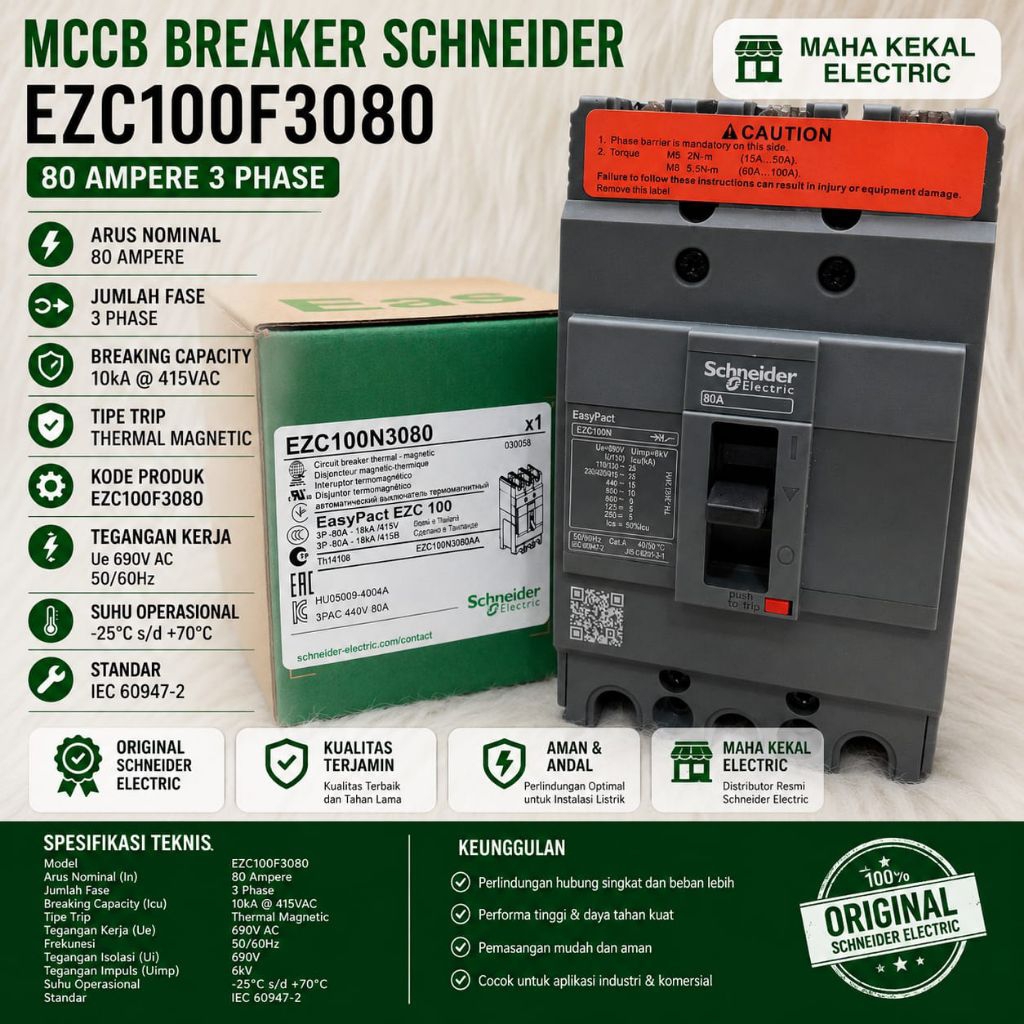 mccb breaker schneider ezc100f3080 ezc100f 80a 3phase original mccb 80a breaker 80a nfb 80a mccb Sch