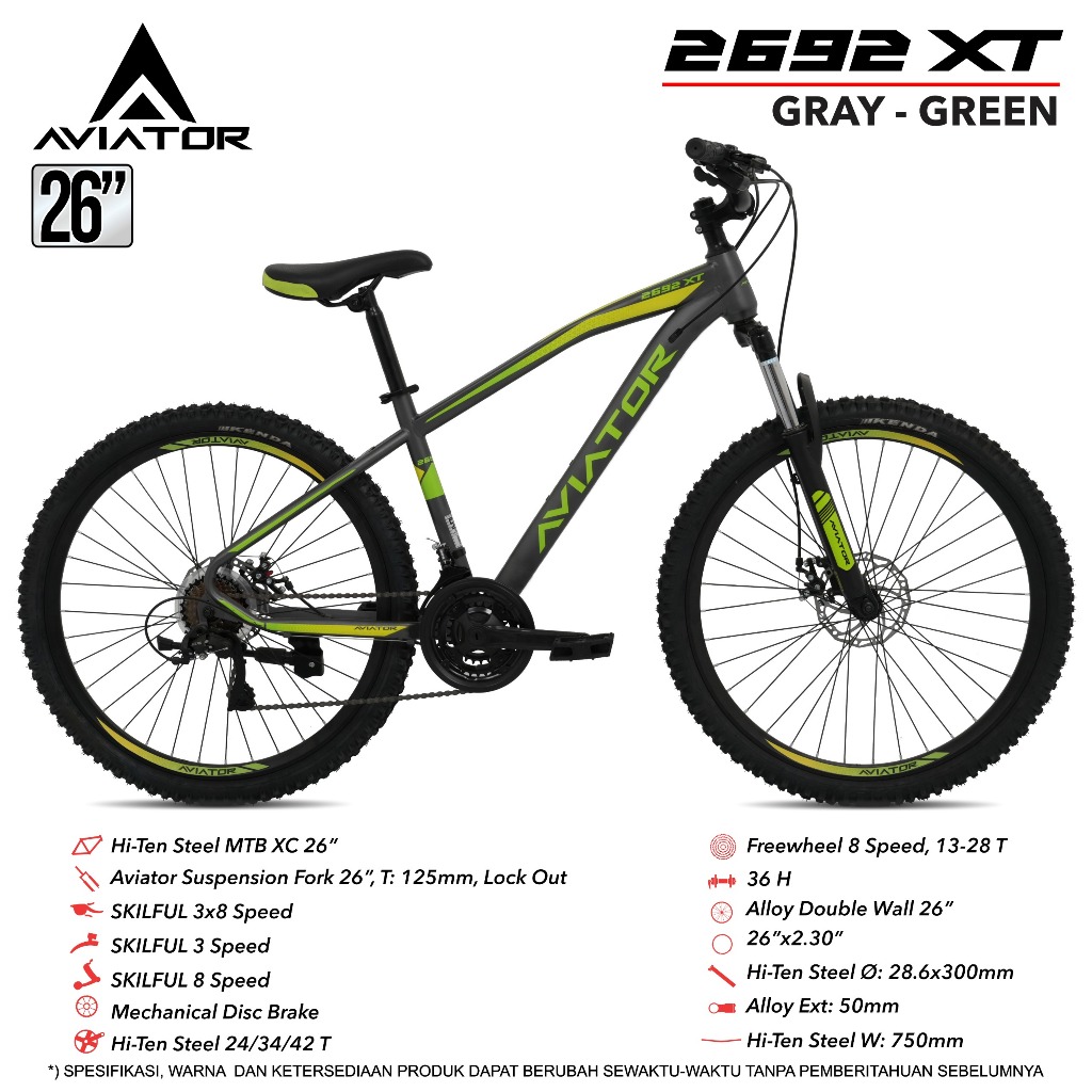 sepeda gunung mtb 26 inch aviator 2692 xt By Aviator Terbaru