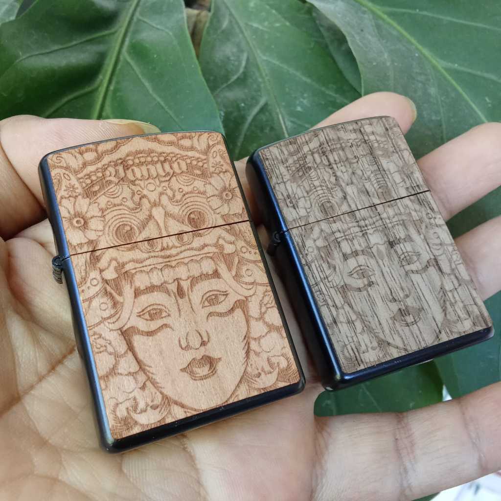 Korek api zippo kayu aesthetic custom grafir nama
