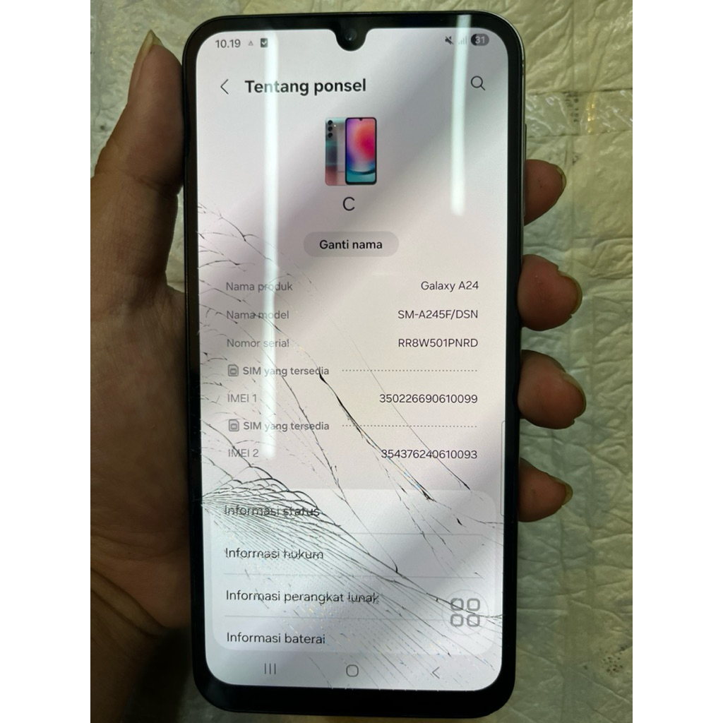 LCD  SAMSUNG A24 ORIGINAL COPOTAN minus retak