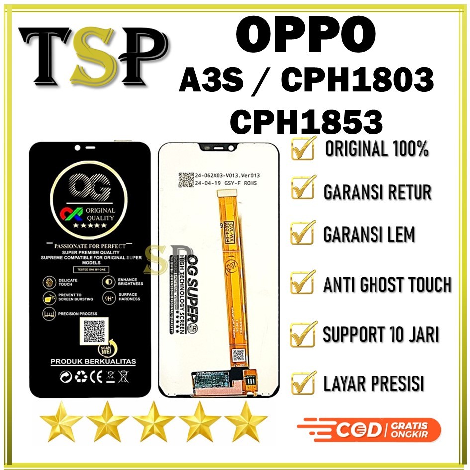 Original 100% LCD OPPO A3S CPH1803 / CPH1853 LCD FULLSCREEN ORIGINAL 100% HIGH QUALITY
