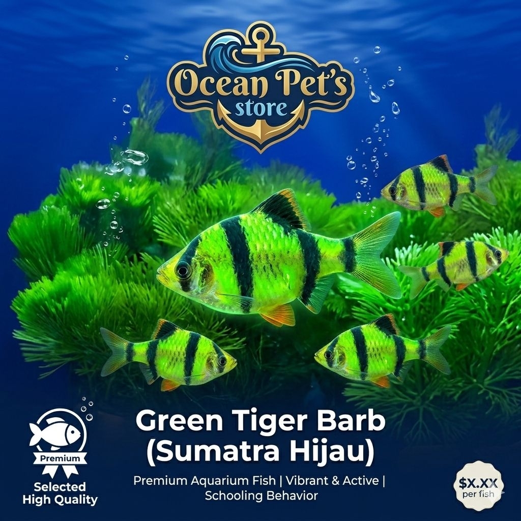 ikan Sumatra Tiger green ikan Sumatra Tiger hijau untuk tampilan menarik aquascape dan aquarium